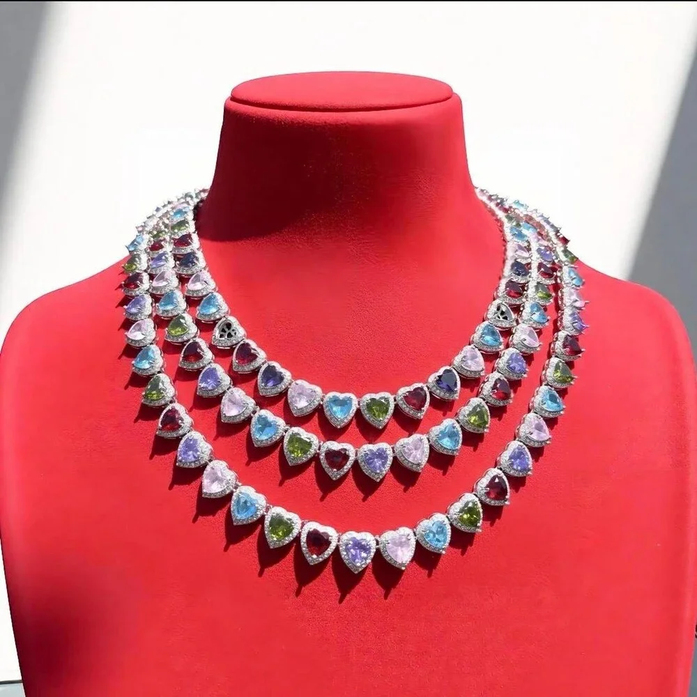 Multi Colored Heart Shaped Necklace 16inch